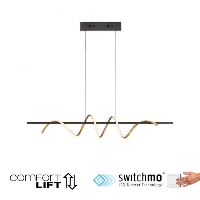 LD 19113-68 EMANDA LED závěsné svítidlo černé mosaz nastavitelná výška Comfort Lift krokově stmívatelné 3000K - JUST LIGHT