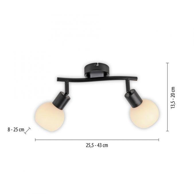 LD 12151-18 LOKI LED stropní svítidlo 2 ramenné černé otočné spoty nadčasový design 3000K - JUST LIGHT (obrázek 6)