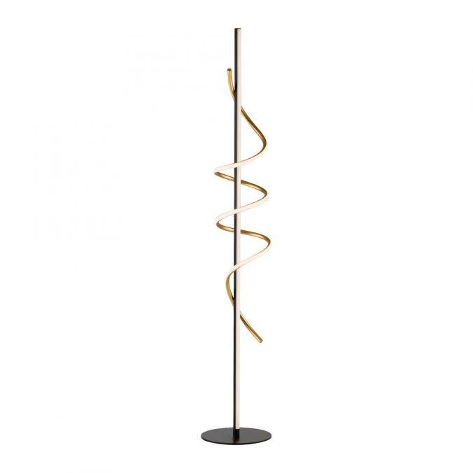 Levně LD 19110-68 EMANDA LED stojací svítidlo černé mosaz stmívatelné šňůrový stmívač zakřivené 3000K - JUST LIGHT