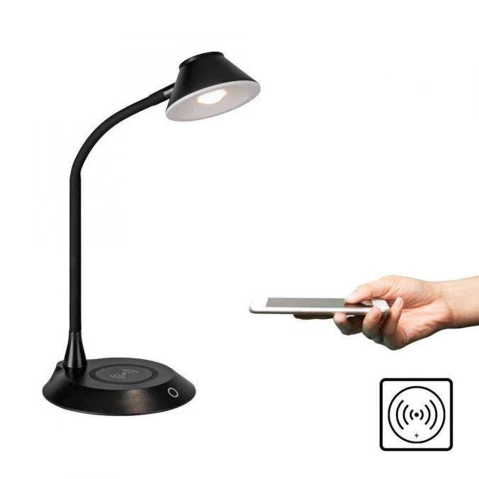 LD 14414-18 PUCKI LED stolní lampa černá bezdrátové nabíjení telefonu dotykový stmívač nastavitelné 3000K - JUST LIGHT