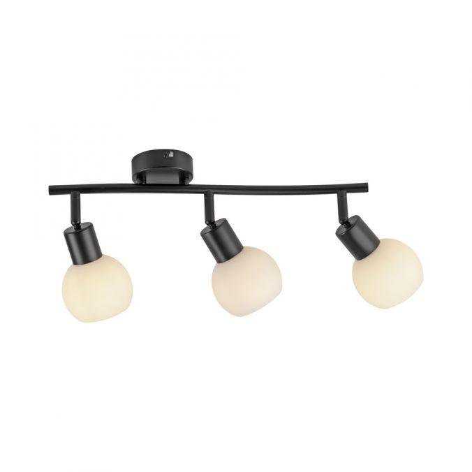 LD 12152-18 LOKI LED stropní svítidlo černé 3 ramenné otočné spoty opálové sklo 3000K - JUST LIGHT