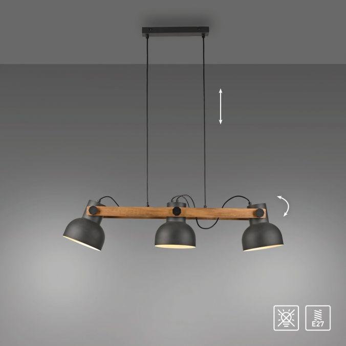 LD 15743-18 CUP 2.0 závěsné svítidlo černé s dřevem z akácie nastavitelná výška nastavitelné - JUST LIGHT (obrázek 10)