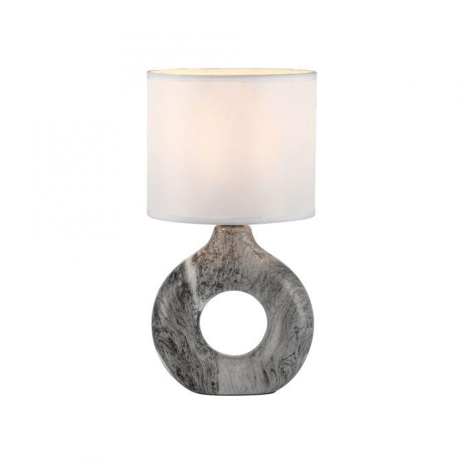 LD 14193-15 CARARA stolní lampa šedá mramorový vzhled bílé látkové stínidlo s vypínačem - JUST LIGHT