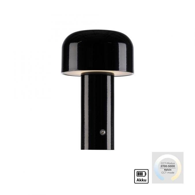 LD 19190-18 AGNES LED bateriové stolní svítidlo černé tvar houby stmívatelné dotykem USB 2700-5000K - JUST LIGHT