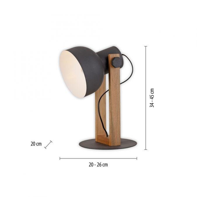 LD 15746-18 CUP 2.0 stolní lampa černá dřevo z akácie nastavitelná výška industriální - JUST LIGHT (obrázek 6)