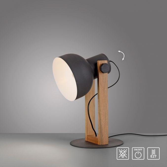LD 15746-18 CUP 2.0 stolní lampa černá dřevo z akácie nastavitelná výška industriální - JUST LIGHT (obrázek 10)