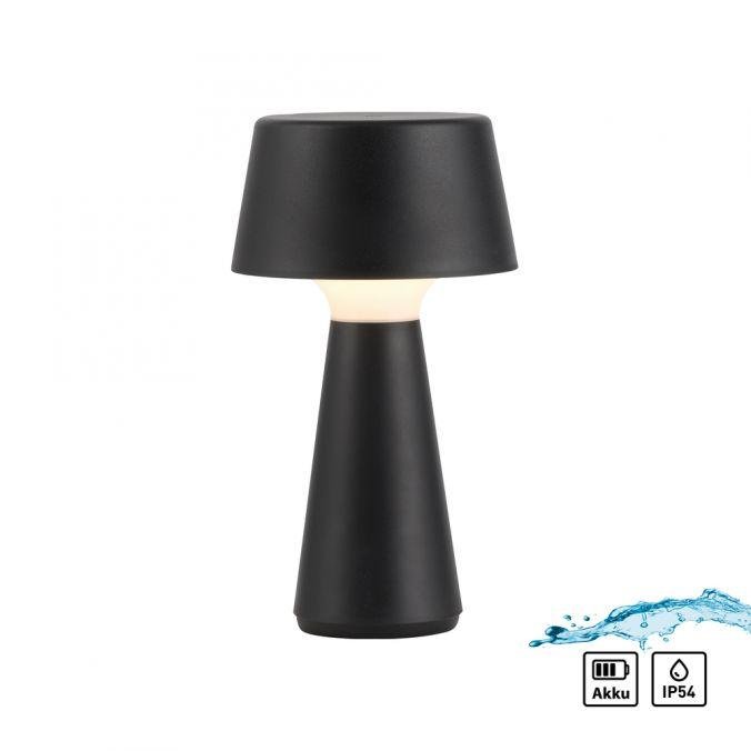 LD 19260-18 ABERA LED stolní lampa na baterie černá dotykový stmívač IP54 USB vnitřní i venkovní použití 3000K - JUST LIGHT