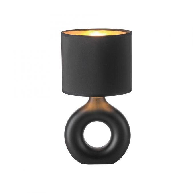 LD 14193-18 CARARA stolní lampa černá / zlatá šňůrový vypínač látkové stínidlo - JUST LIGHT
