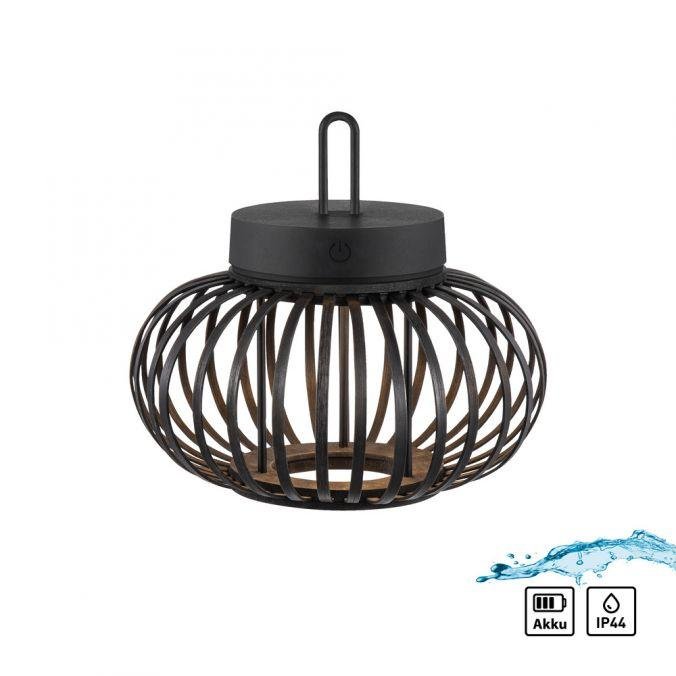 LD 19303-18 AKUBA LED stolní lampa průměr 25cm černá na baterie USB IP44 stmívatelné dotykem 2700K - JUST LIGHT