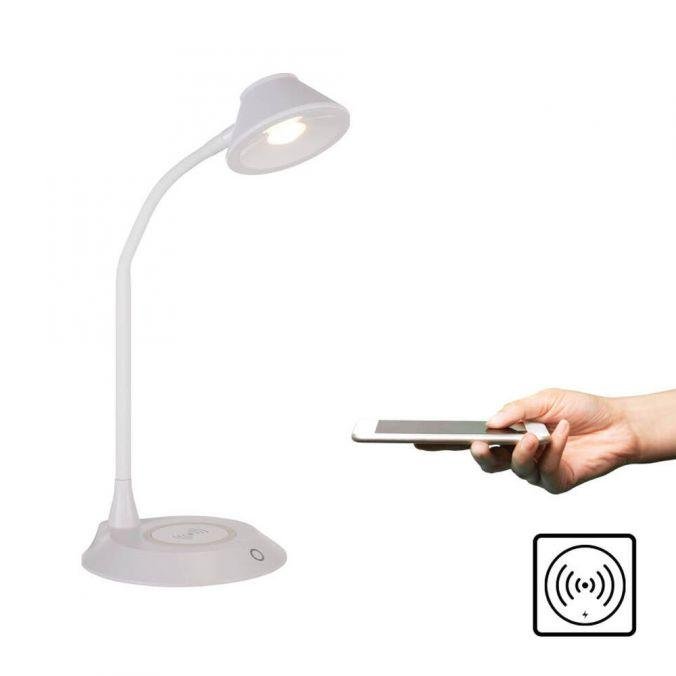 LD 14414-16 PUCKI LED stolní lampa bílá bezdrátové nabíjení telefonu dotykový stmívač flexibilní otočné 3000K - JUST LIGHT