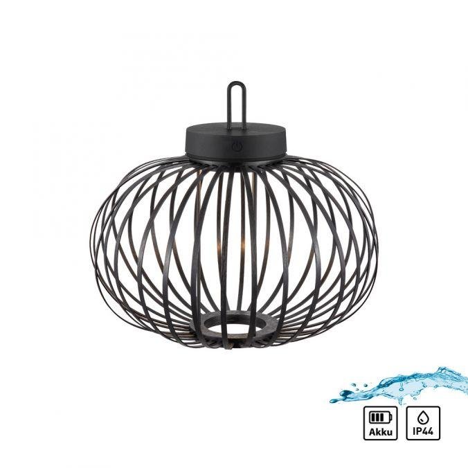 LD 19304-18 AKUBA LED stolní lampa průměr 36cm černá na baterie USB IP44 stmívatelné dotykem 2700K - JUST LIGHT