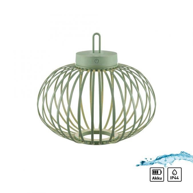 LD 19304-43 AKUBA LED stolní lampa průměr 36cm zelená na baterie USB IP44 stmívatelné dotykem 2700K - JUST LIGHT