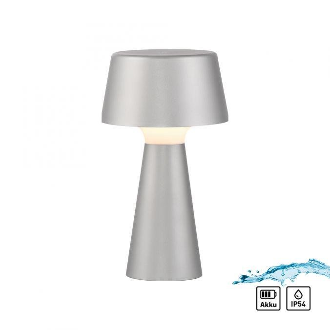 LD 19260-21 ABERA LED stolní lampa na baterie stříbrná dotykový stmívač IP54 USB vnitřní i venkovní použití 3000K - JUST LIGHT