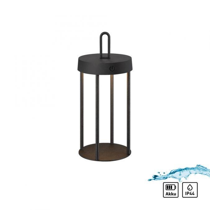 LD 19300-18 ANSELM LED stolní lampa na baterie černá 28cm dotykový stmívač IP44 zahradní svítidlo 2700K - JUST LIGHT