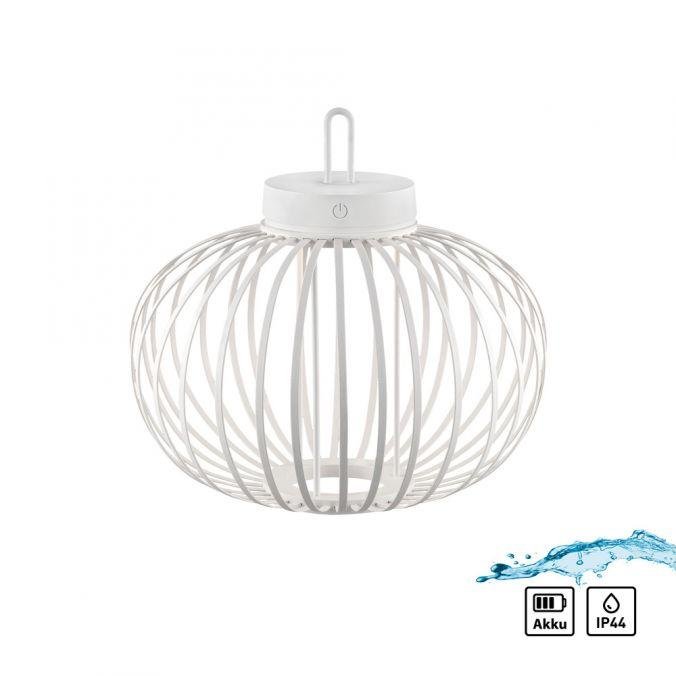 LD 19304-16 AKUBA LED stolní lampa průměr 36cm bílá na baterie USB IP44 stmívatelné dotykem 2700K - JUST LIGHT