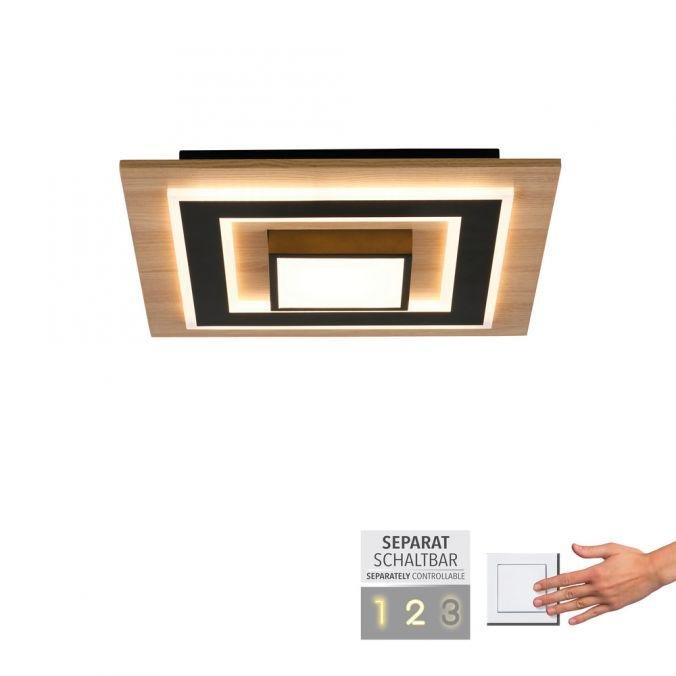 LD 14563-18 TOLA LED stropní svítidlo černé imitace dřeva s kovem nastavitelné vypínačem 3000K - JUST LIGHT