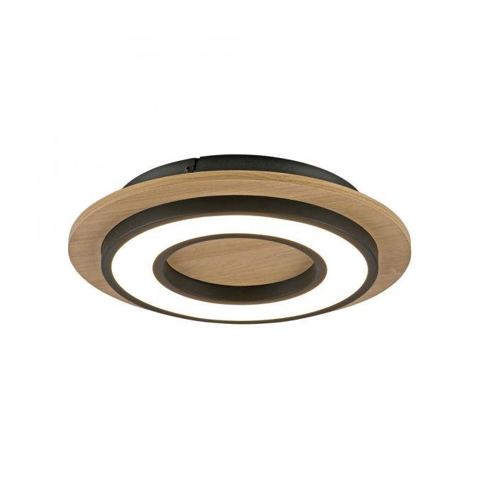 LD 14560-18 TOLA LED stropní svítidlo černé kruhové kovový a dřevěný dekor 3000K teplá bílá 3000K - JUST LIGHT