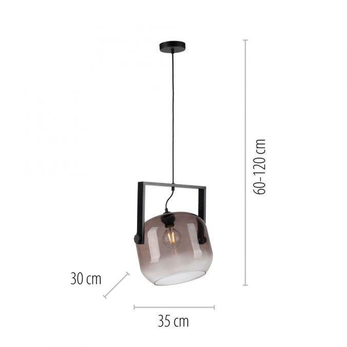 LD 15757-18 CUP 2.0 závěsné svítidlo černé 1 ramenné dřevo kouřové sklo nastavitelná výška - JUST LIGHT (obrázek 5)