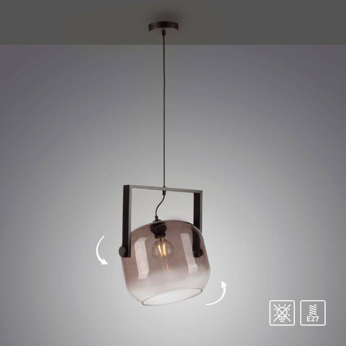 LD 15757-18 CUP 2.0 závěsné svítidlo černé 1 ramenné dřevo kouřové sklo nastavitelná výška - JUST LIGHT (obrázek 8)