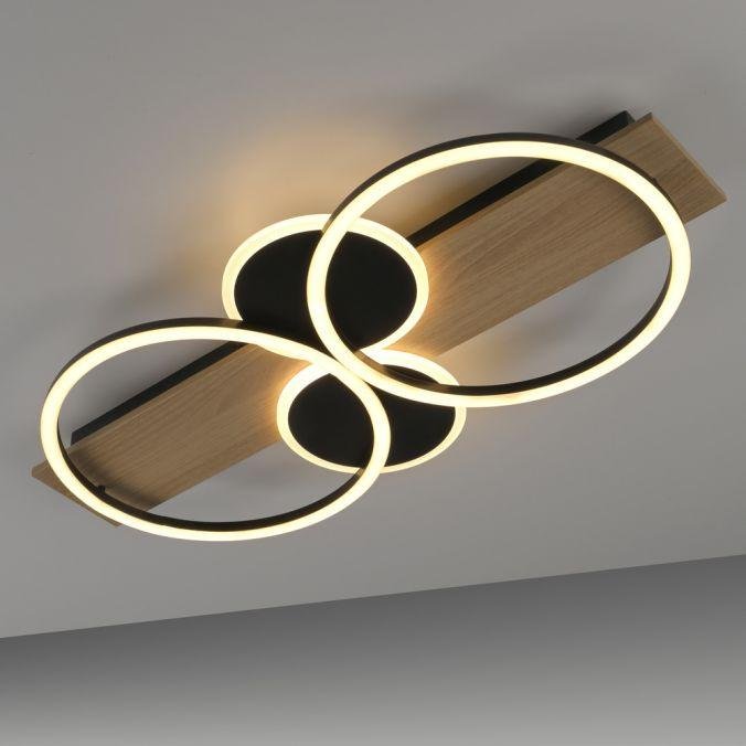 LD 14552-18 TROOPER LED stropní svítidlo černé s dřevem teplá bílá do ložnice světelný kruh 3000K - JUST LIGHT (obrázek 4)
