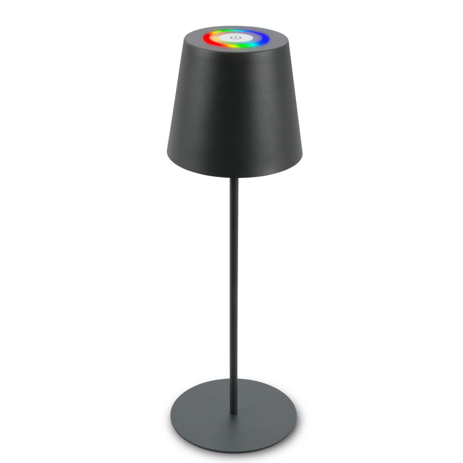 BRILO 7507015 Kiki stolní lampička bezdrátová, dotykový vypínač, pestrobarevné RGB+W světlo, nastavitelná výška, antracit - BRILO
