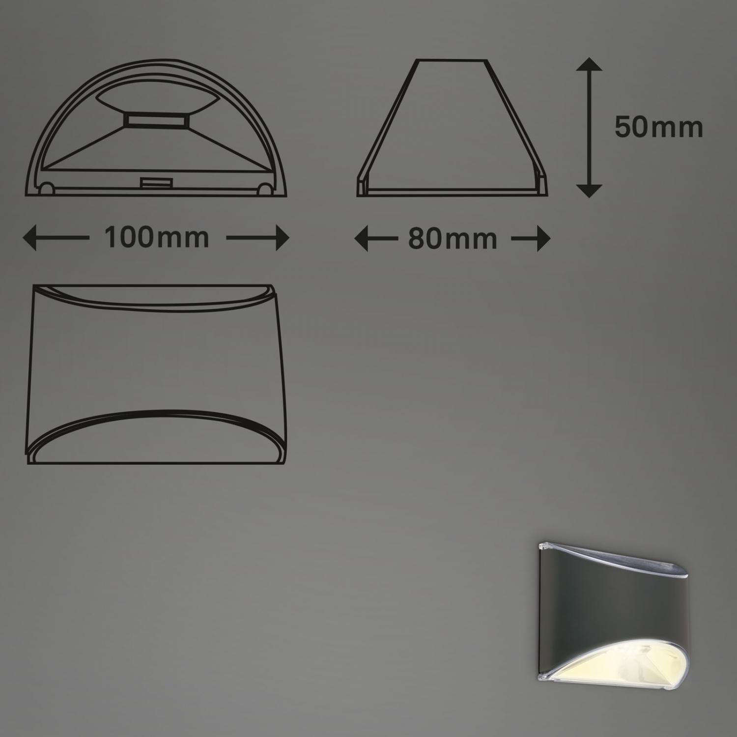 BRILO 3133015 Solární LED nástěnné svítidlo, 10 cm, antracit - BRILO (obrázek 7)