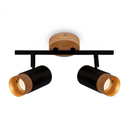 Obrázek pro produkt Plek nástěnné svítidlo, nastavitelné, dřevo, 2-ramenné, černé - BRILONER