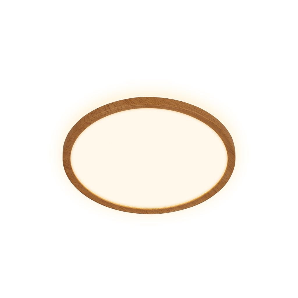 BRILO 7450314 Tava Wood LED stropní svítidlo, přímé a nepřímé osvětlení, ploché, imitace dřeva, kruhové 29 cm - BRILO