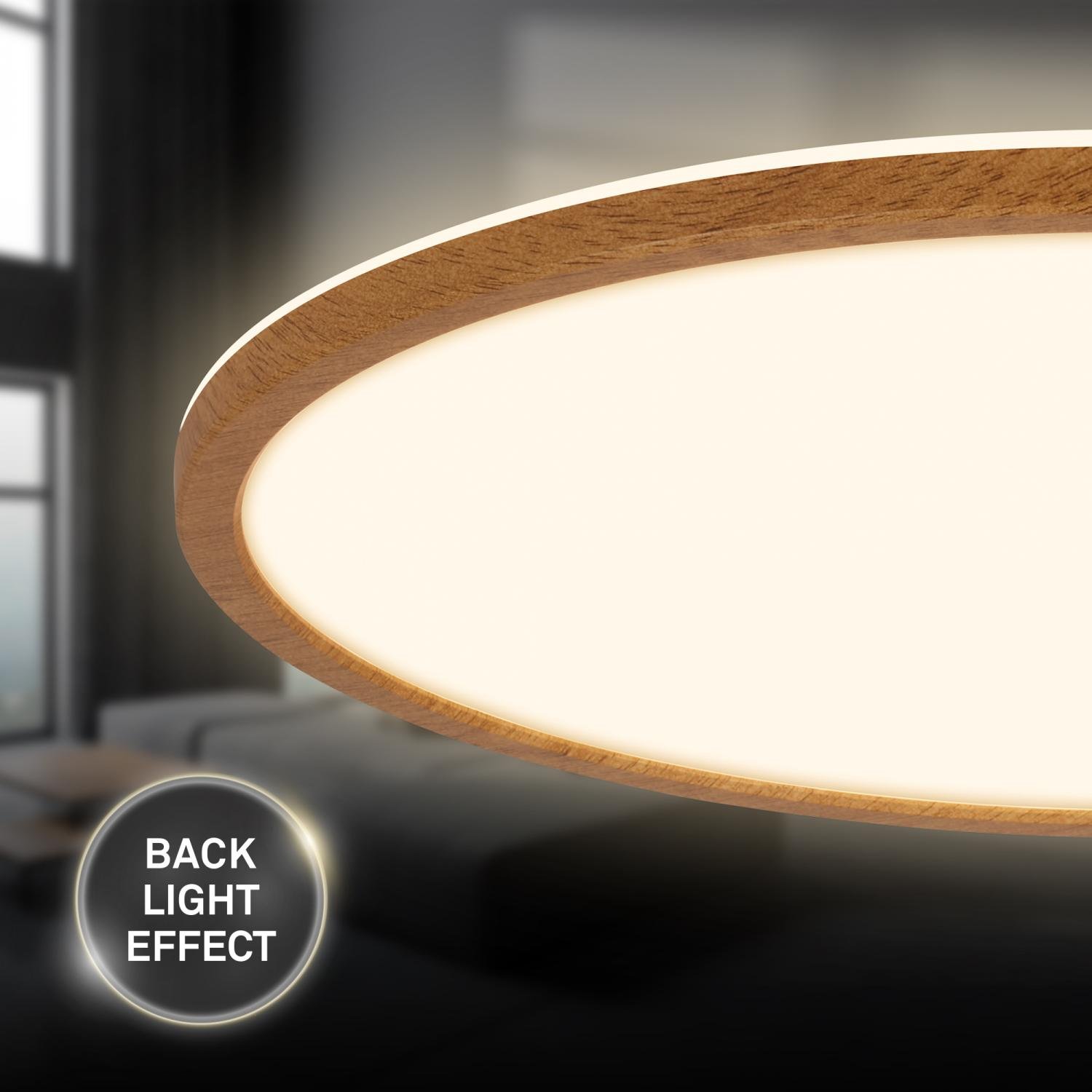 BRILO 7451314 Tava Wood LED stropní svítidlo, přímé a nepřímé osvětlení, ploché, imitace dřeva, kruhové 42 cm - BRILO (obrázek 4)