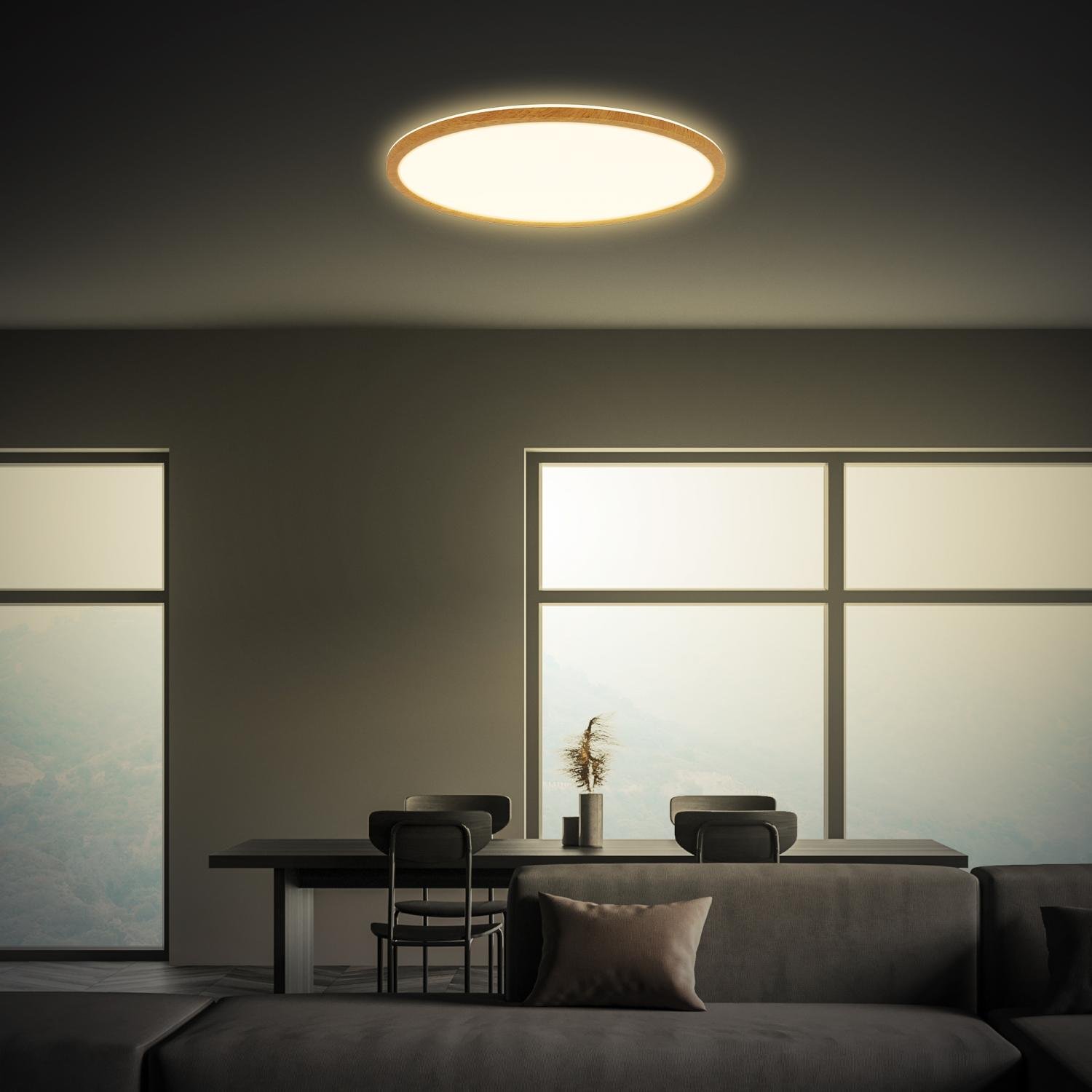 BRILO 7451314 Tava Wood LED stropní svítidlo, přímé a nepřímé osvětlení, ploché, imitace dřeva, kruhové 42 cm - BRILO (obrázek 5)