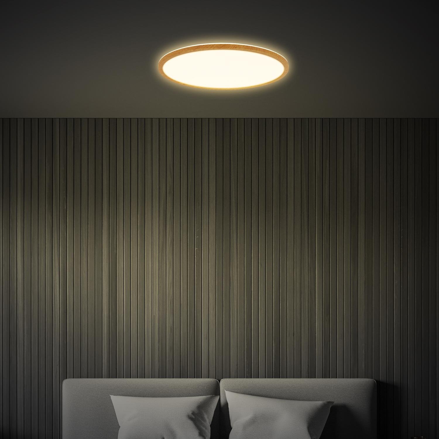 BRILO 7451314 Tava Wood LED stropní svítidlo, přímé a nepřímé osvětlení, ploché, imitace dřeva, kruhové 42 cm - BRILO (obrázek 6)