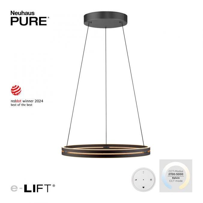 Levně PN 2551-18 LED závěsné svítidlo PURE E-Loop elektrické 2700-5000K dub/černá perleť - PAUL NEUHAUS