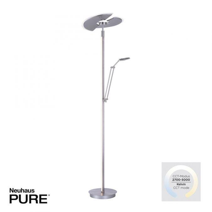 PN 678-55 PURE Mutil LED stojací lampa se čtecí lampou stmívatelné 2700-5000K hliník - PAUL NEUHAUS