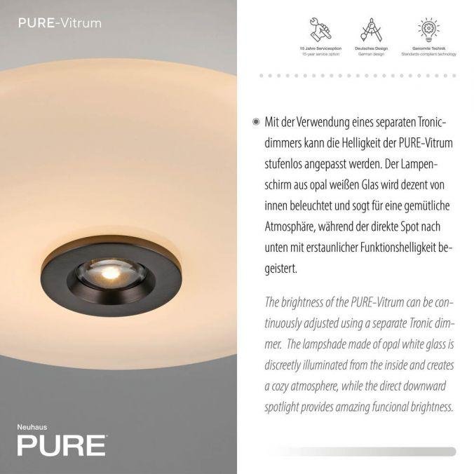PN 6083-34 Nástěnné a stropní svítidlo PURE Vitrum stmívatelné 2700K hnědá / opál - PAUL NEUHAUS (obrázek 3)