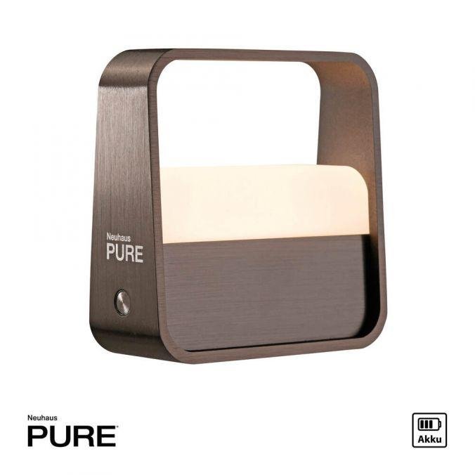 PN 4055-34 LED stolní lampa Pure Go tmavá hnědá na baterie dotykový vypínač USB 2700K - PAUL NEUHAUS