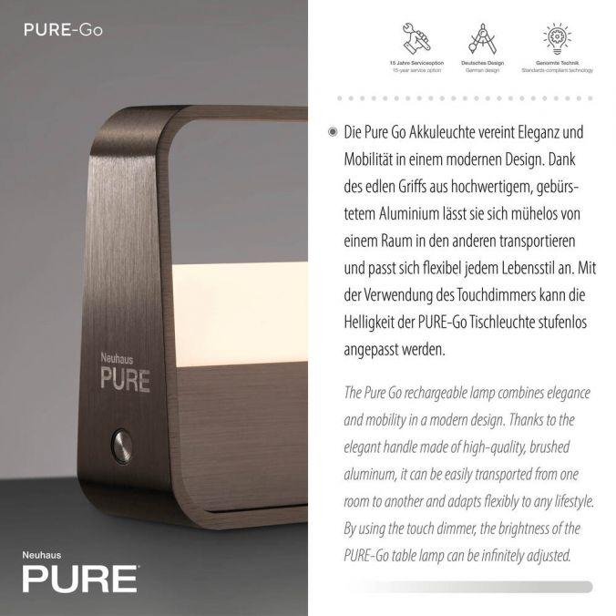 PN 4055-34 LED stolní lampa Pure Go tmavá hnědá na baterie dotykový vypínač USB 2700K - PAUL NEUHAUS (obrázek 3)