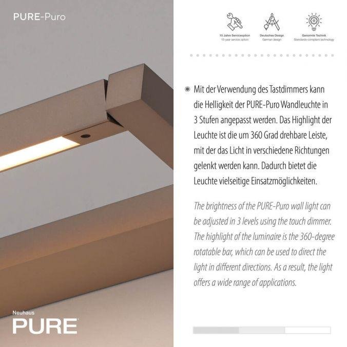 PN 9113-97 LED nástěnné svítidlo PURE Puro otočné dotykový stmívač 3000K bronz - PAUL NEUHAUS (obrázek 3)