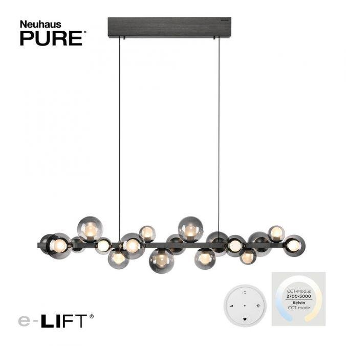 PN 2557-15 LED závěsné svítidlo PURE E-Popup elektrické 2700-5000K platina / kouřová / satin - PAUL NEUHAUS