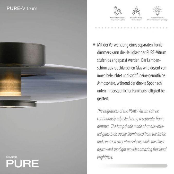 PN 6083-15 LED nástěnné a stropní svítidlo PURE Vitrum 2700K platina / kouřová - PAUL NEUHAUS (obrázek 3)