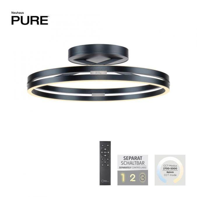 PN 6552-15 LED stropní svítidlo PURE Loop dálkový ovladač 2700-5000K šedá mystic - PAUL NEUHAUS
