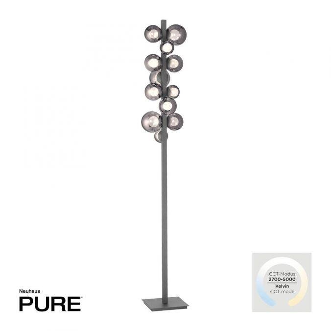 PN 557-15 LED stojací svítidlo PURE Popup stmívatelné CCT 2700-5000K platina / kouřová / satin - PAUL NEUHAUS