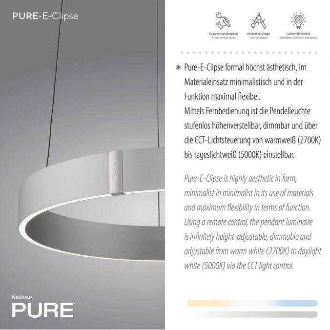 PN 2560-95 LED závěsné svítidlo PURE E-Clipse elektrické 2700-5000K šedá - PAUL NEUHAUS (obrázek 3)