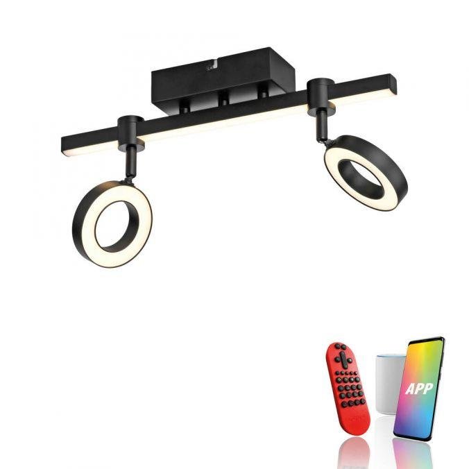 LD 12075-18 LED stropní svítidlo černé Smarthome stmívatelné dálkový ovladač s aplikací Tuya RGB/2700-5000K - JUST LIGHT