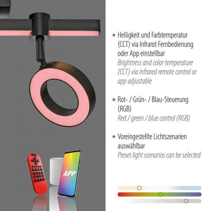 LD 12075-18 LED stropní svítidlo černé Smarthome stmívatelné dálkový ovladač s aplikací Tuya RGB/2700-5000K - JUST LIGHT (obrázek 3)