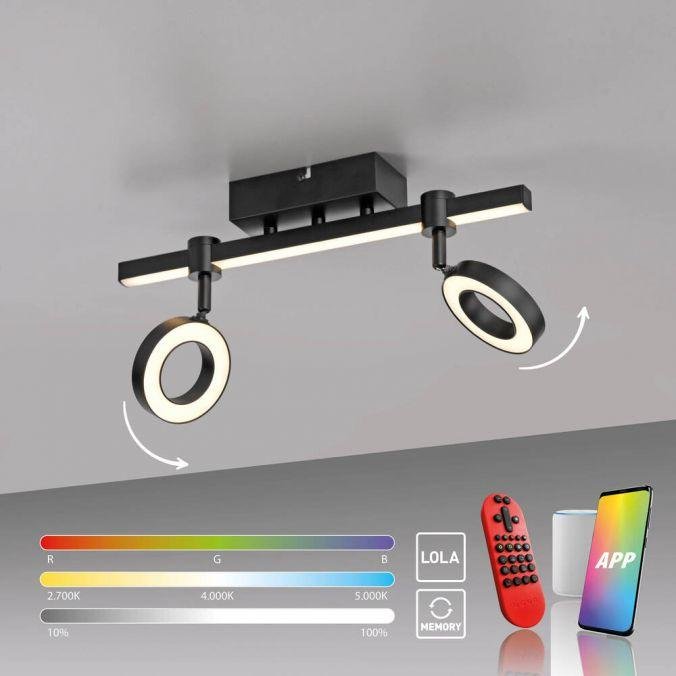 LD 12075-18 LED stropní svítidlo černé Smarthome stmívatelné dálkový ovladač s aplikací Tuya RGB/2700-5000K - JUST LIGHT (obrázek 10)