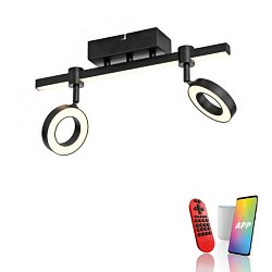 Obrázek pro produkt LED stropní svítidlo černé Smarthome stmívatelné dálkový ovladač s aplikací Tuya RGB/2700-5000K - JUST LIGHT