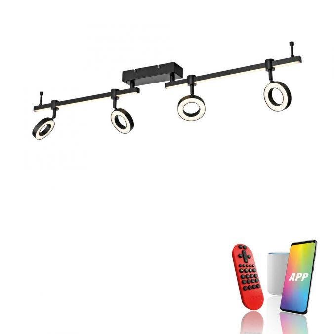 LD 12076-18 LED stropní svítidlo Smarthome černá stmívatelné dálkový ovladač s aplikací Tuya RGB/2700-5000K - JUST LIGHT