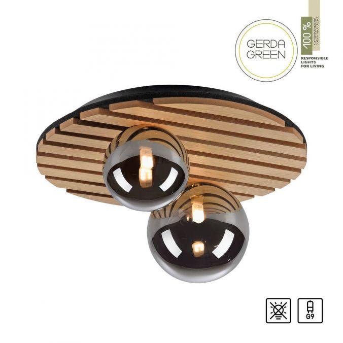 LD 15208-79 stropní svítidlo GREEN dřevo, přírodní kruhové dubové přírodní dřevo s akustickým panelem - JUST LIGHT