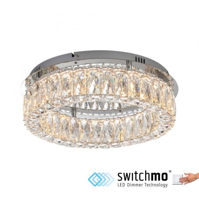 LD 15204-17 LED lustr stropní svítidlo chrom s křišťalovými přívěsky 3-krokové-stmívač krokově stmívatelné 3000K - JUST LIGHT