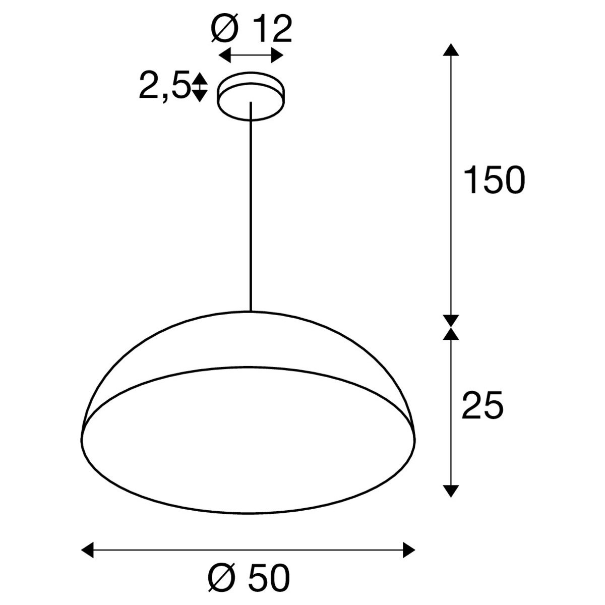 LA 1008537 FORCHINI M 50 závěsné svítidlo, E27, délka závěsu 150 cm, 1x max. 40 W, matná černá / matná zlatá - BIG WHITE (SLV) (obrázek 5)